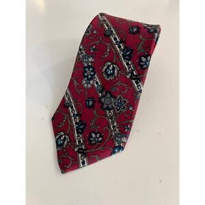 Vintage Christian Dior Paris Designer Men’s Silk Necktie Red Blue Floral JL